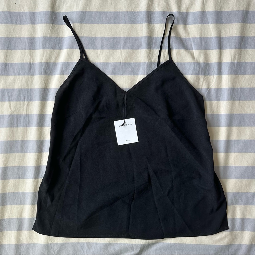 NWT Sandro Black Fitted Camisole Top $125 MSRP